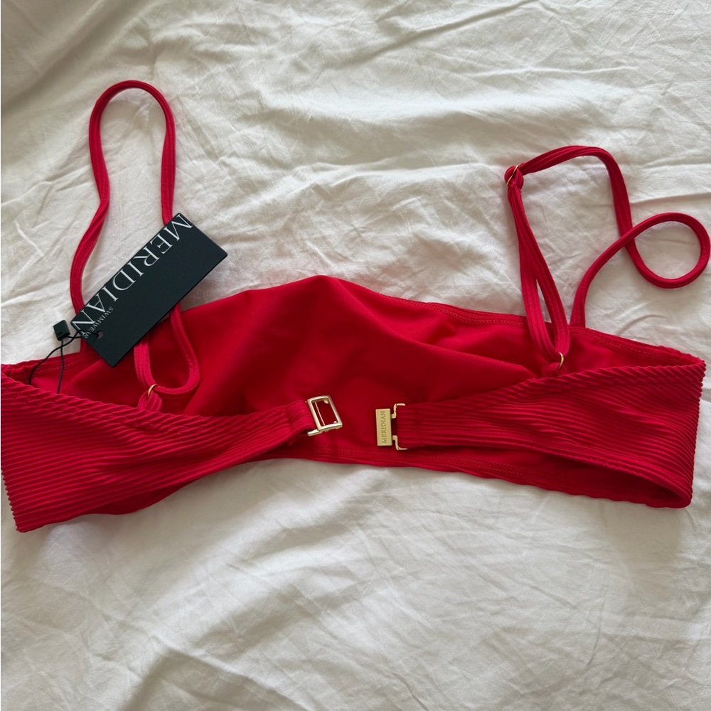 Meridian Red Ribbed bikini top - Picture 2 of 4